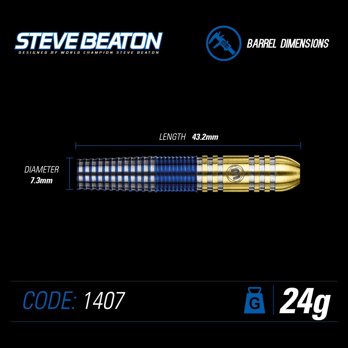 WINMAU Steve Beaton 24 gram 90% Tungsten alloy