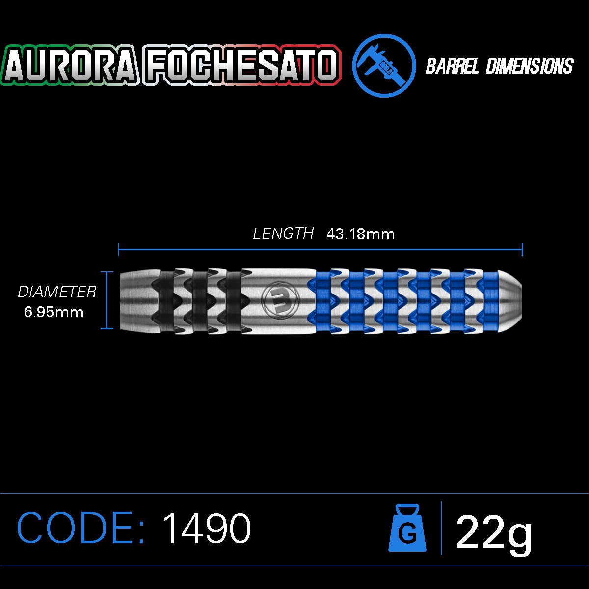 WINMAU Aurora Fochesato 22 gram 90% Tungsten allo