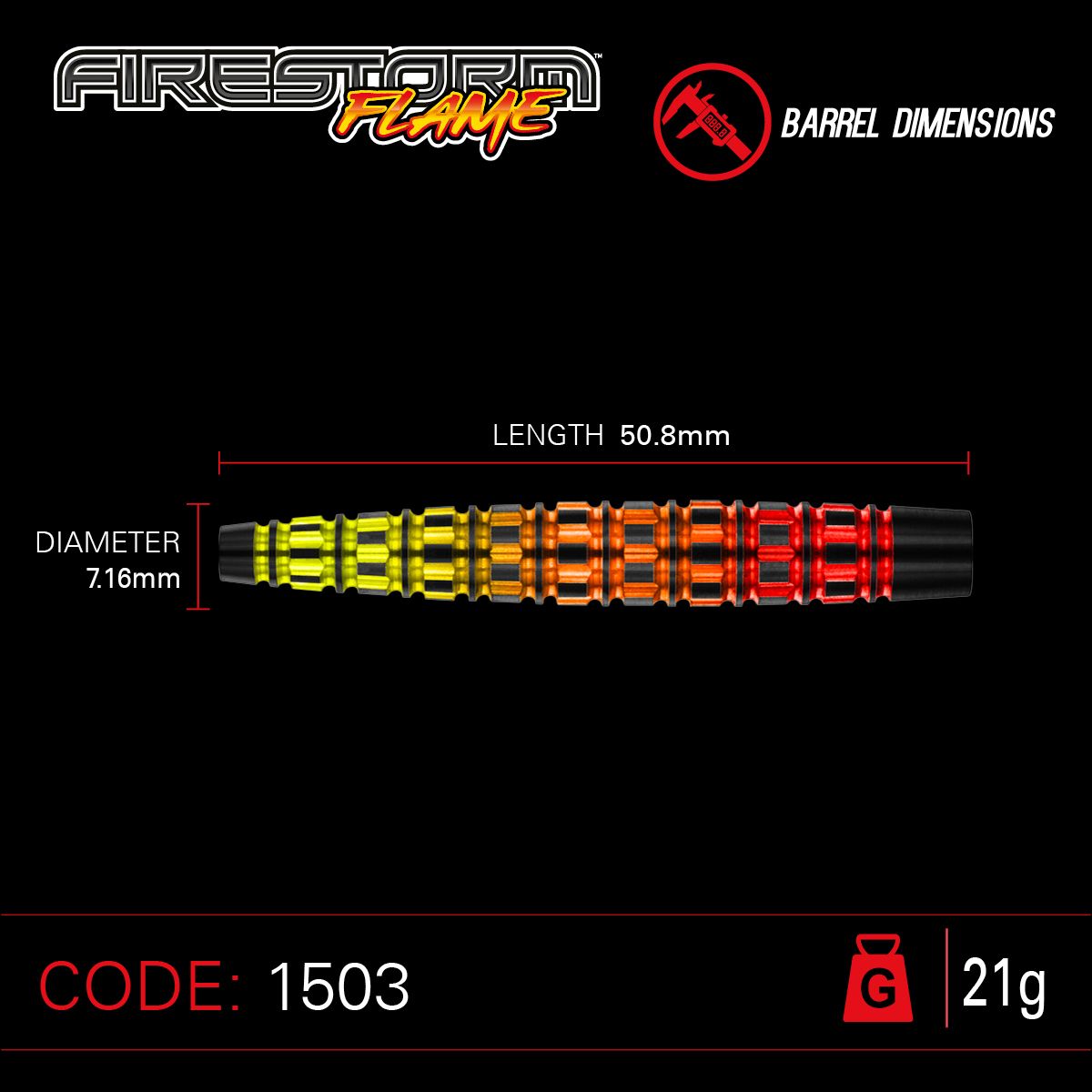 WINMAU Firestorm Flame 21 gram 90% Tungsten alloy
