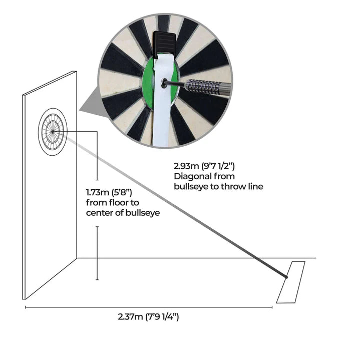 MISSION RETRACTABLE DARTBOARD MEASURE - BOARD AND OCHE GUIDE - EASY SET UP