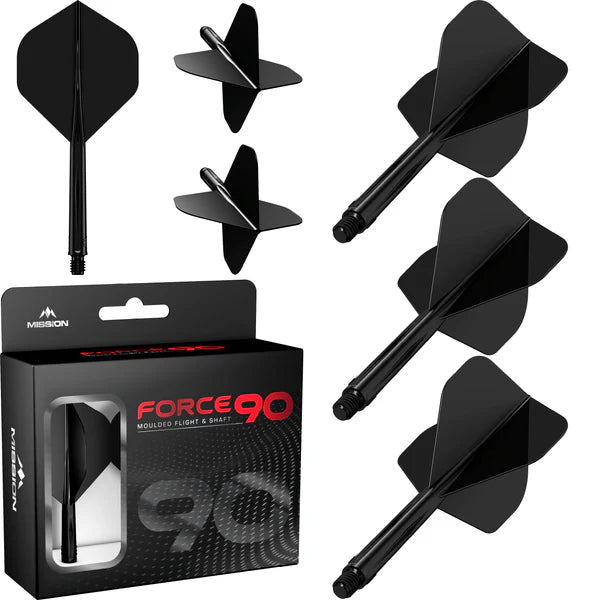 Mission Force 90 - New Moulded Flight & Shaft System - Black - Standard No2 MEDIUM 48MM
