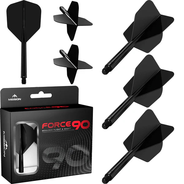 Mission Force 90 - New Moulded Flight & Shaft System - Black - Standard No6 SHORT 19MM