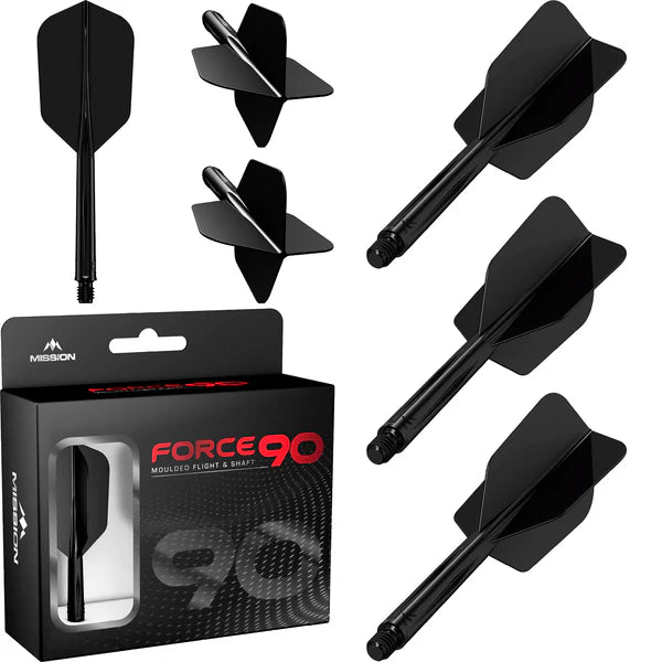 Mission Force 90 - New Moulded Flight & Shaft System - Black - Slim MEDIUM 33MM