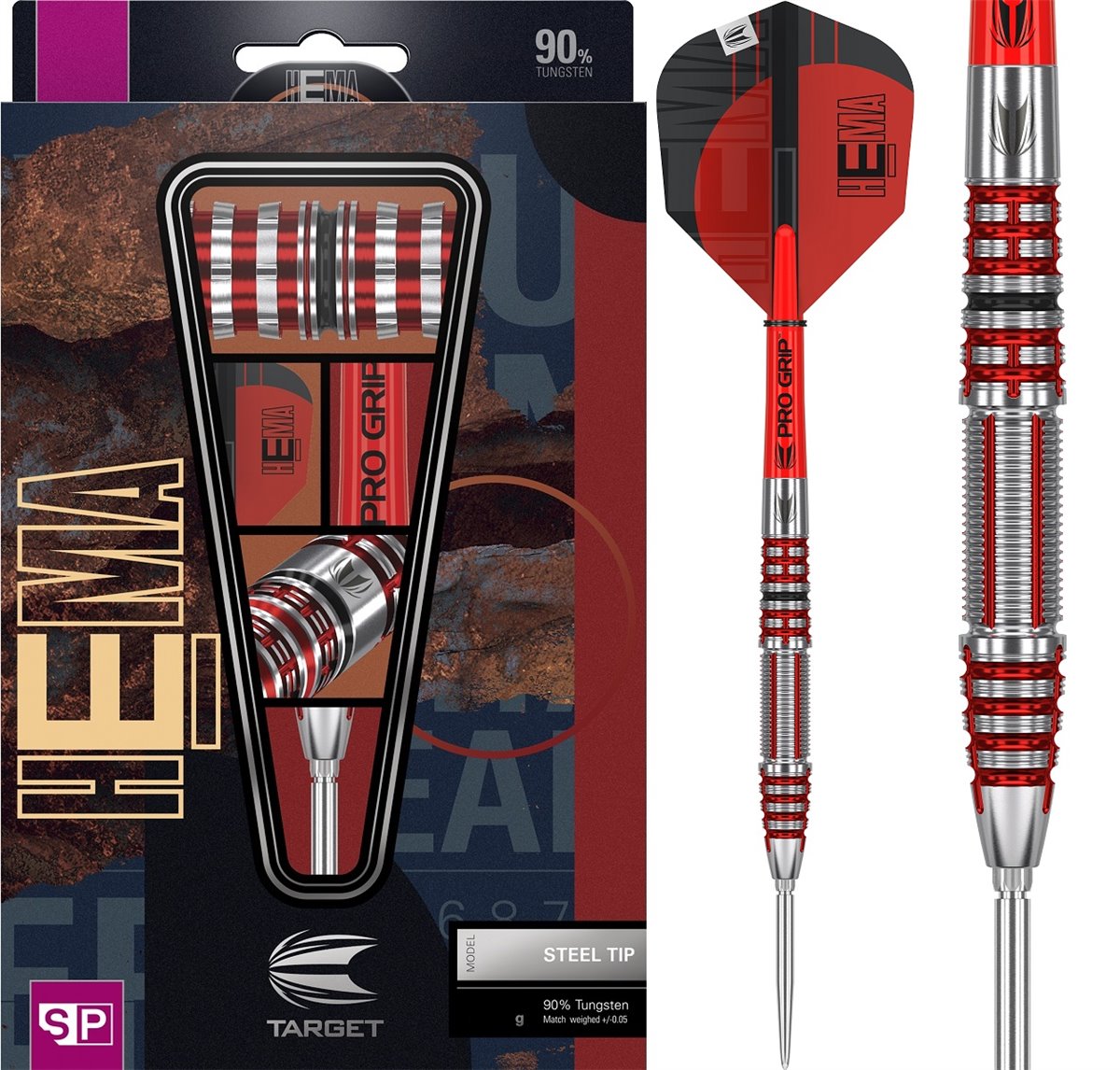 Target Swiss Point Hema 02 90% steel darts 23 gram L. = 52 mm, D. max. = 7 mm