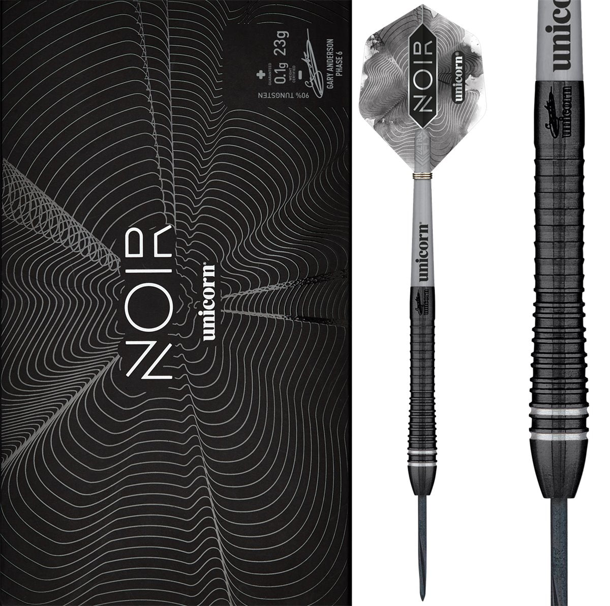 Unicorn Gary Anderson Noir Phase 6 90% Steeldarts 24g