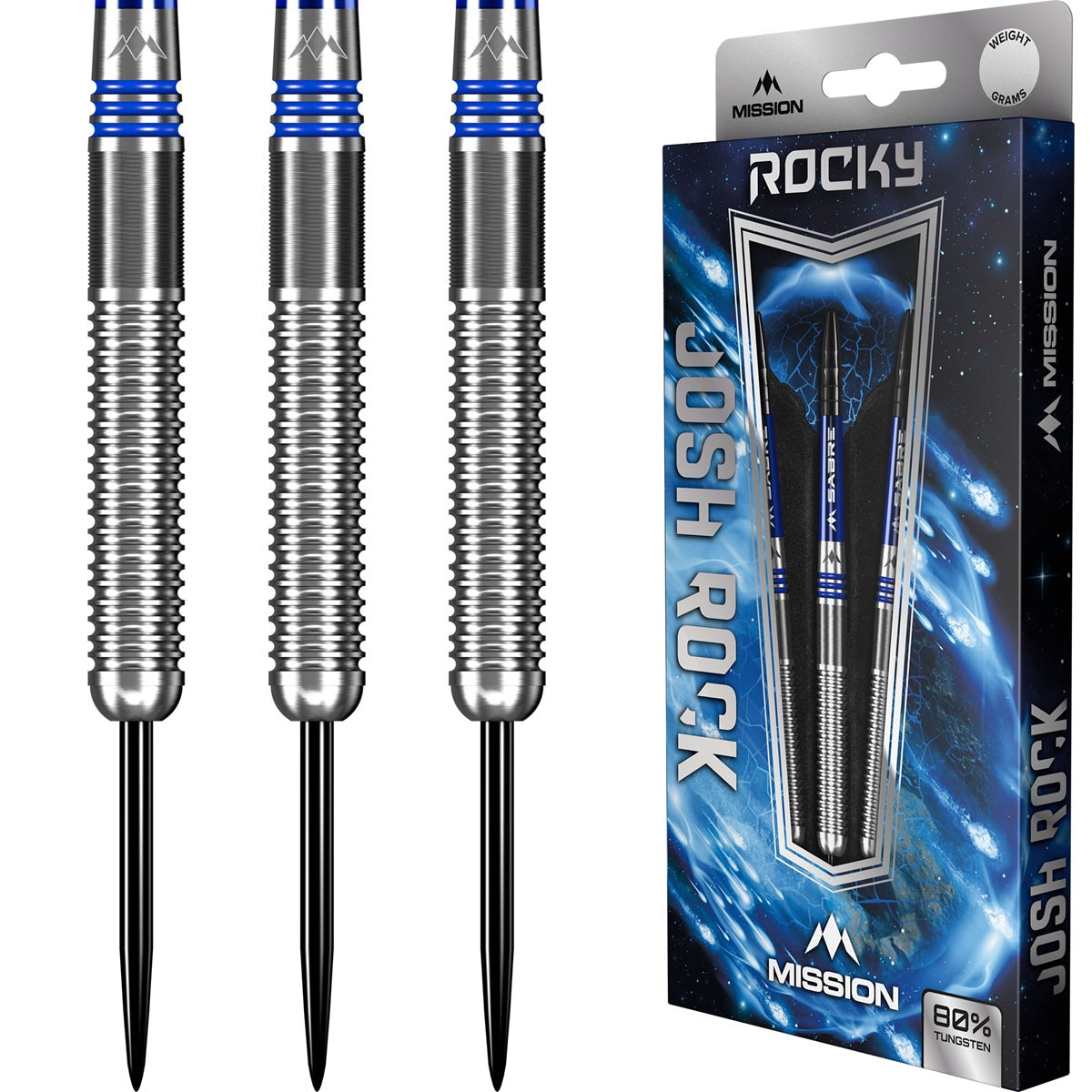 Mission Josh Rock Silver & Blue 80% Steeldarts 23G gram Steeldarts