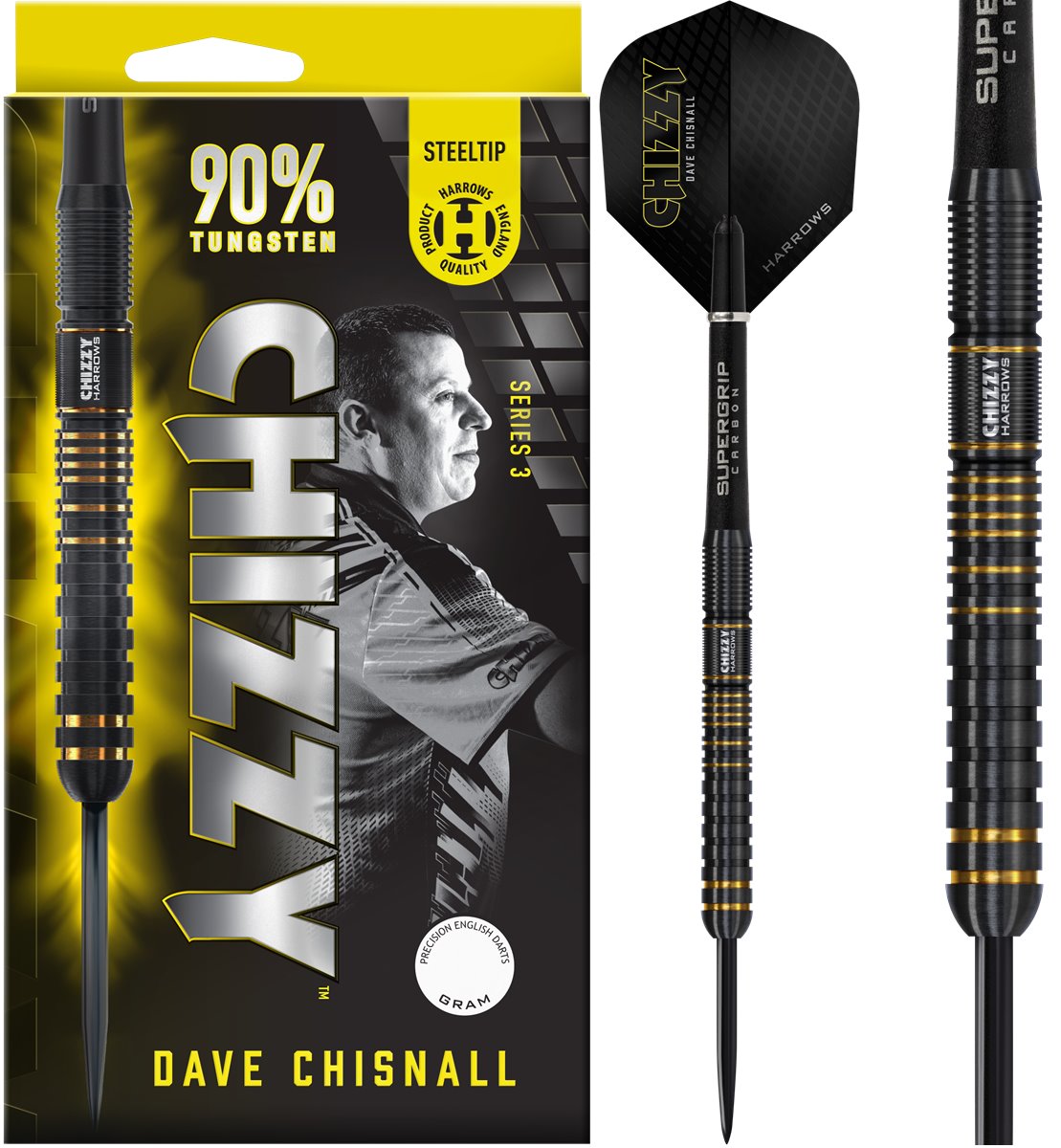 Harrows Dave Chizzy Chisnall G3 90% steel darts 22 gram 51 mm 6.3 mm
