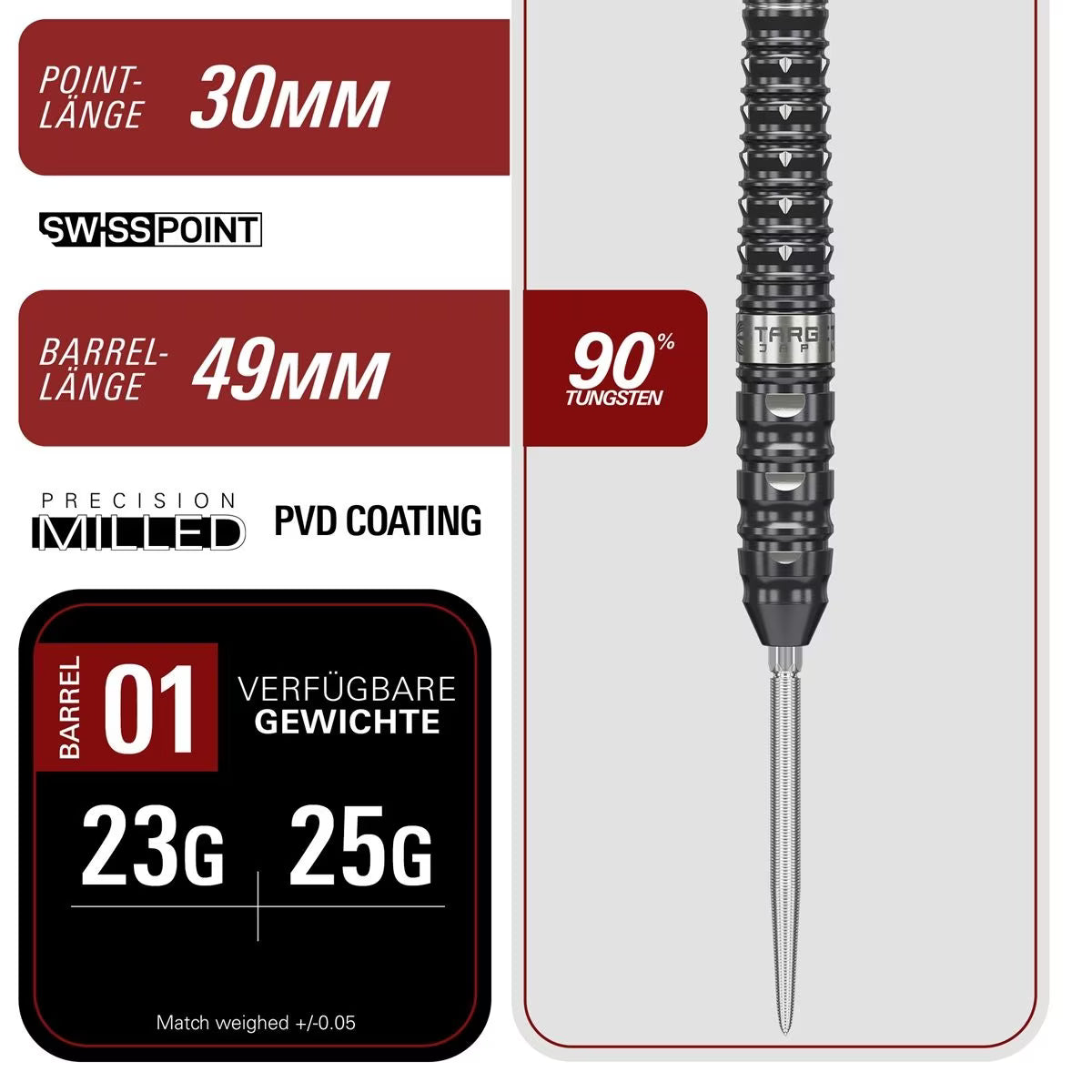 Target Black Marque Eclipse 90% Swiss Points Steeldarts 23g
