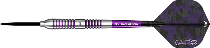 MISSION JOE CROFT DARTS - STEEL TIP - 95% TUNGSTEN - SILVER & PURPLE ELECTRO 23G