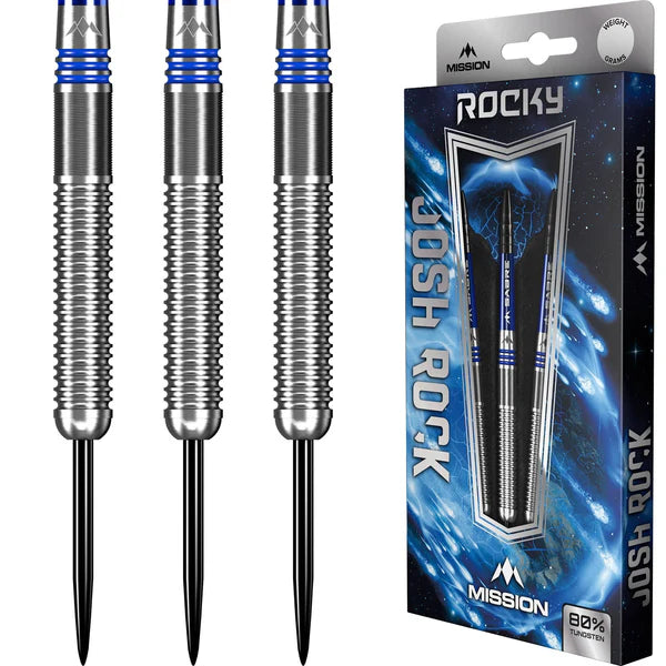Mission Josh Rock Darts - Steel Tip - 80% - Rocky - Silver & Blue 23G