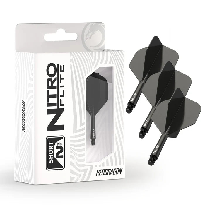 Red Dragon Darts Nitro Flite - Integrated Flight and Shaft Black & Black MEDIUM