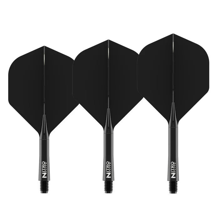 Red Dragon Darts Nitro Flite - Integrated Flight and Shaft Black & Black SHORT