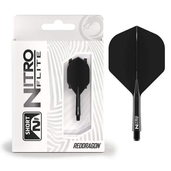 Red Dragon Darts Nitro Flite - Integrated Flight and Shaft Black & Black INTERMEDIATE