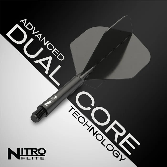 Red Dragon Darts Nitro Flite - Integrated Flight and Shaft Black & Black INTERMEDIATE