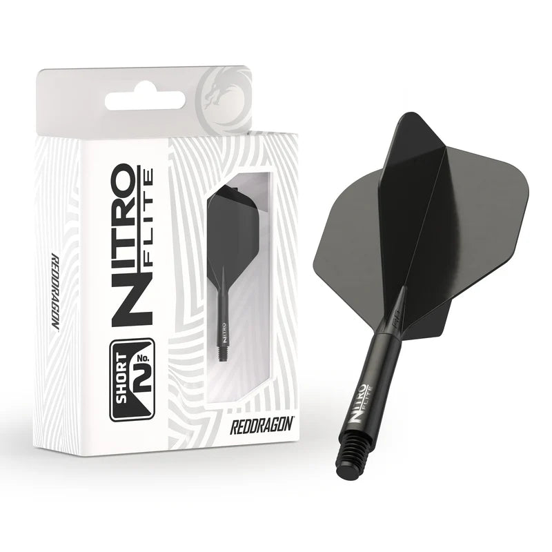 Red Dragon Darts Nitro Flite - Integrated Flight and Shaft Black & Black INTERMEDIATE