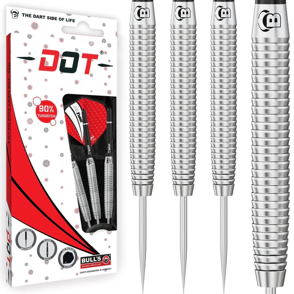 BULL'S Dot D7 Darts - Steel Tip - 90% Tungsten - Straight Shark 23G