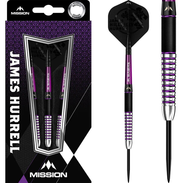 Mission James Hurrell Darts - Steel Tip - Hillbilly - Black & Purple 24G