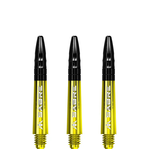 Mission - Mission Sabre Shafts - Polycarbonate Dart Stems - Yellow - Black Top 36mm