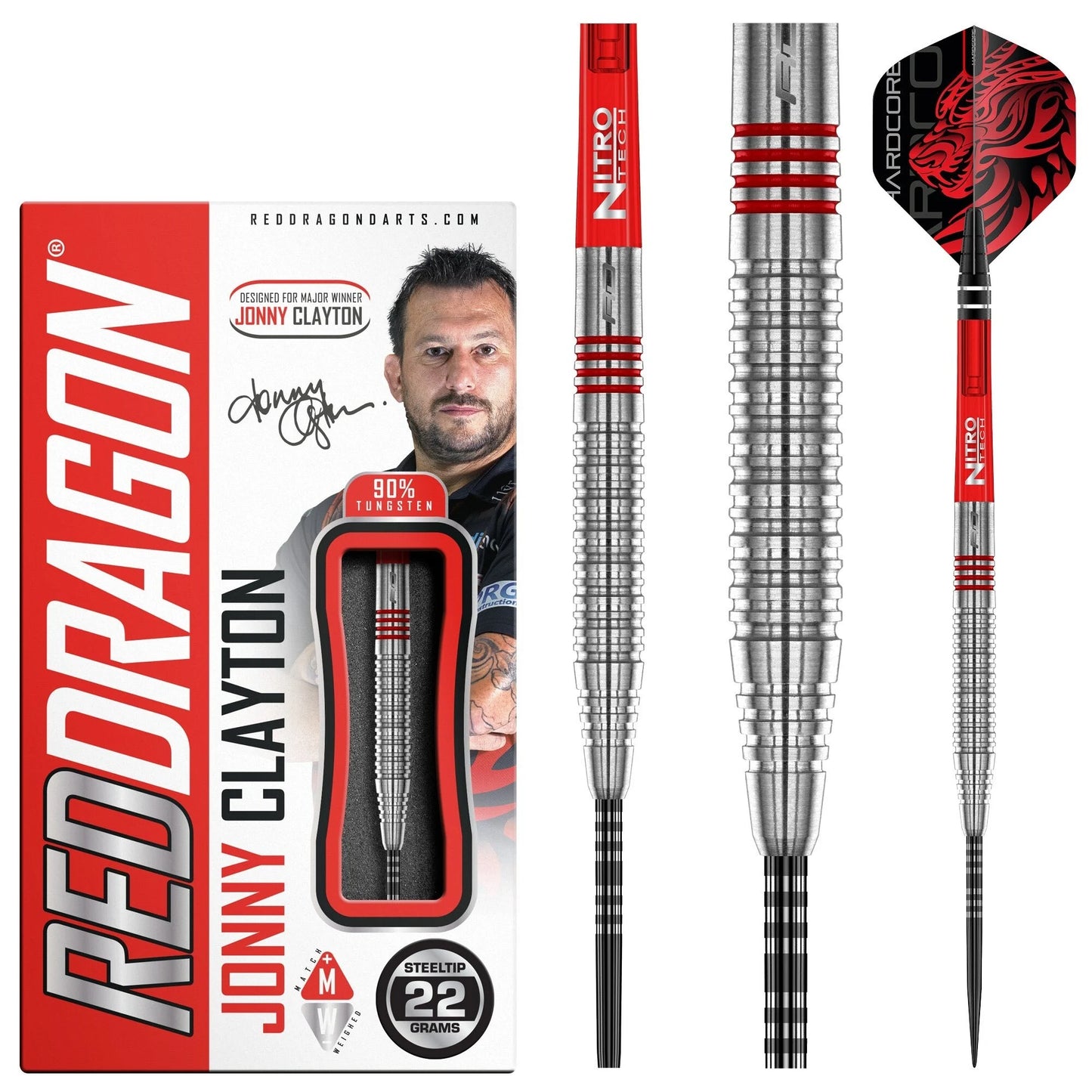 Red Dragon Jonny Clayton 2.0 90% Steel Tip Darts 26G