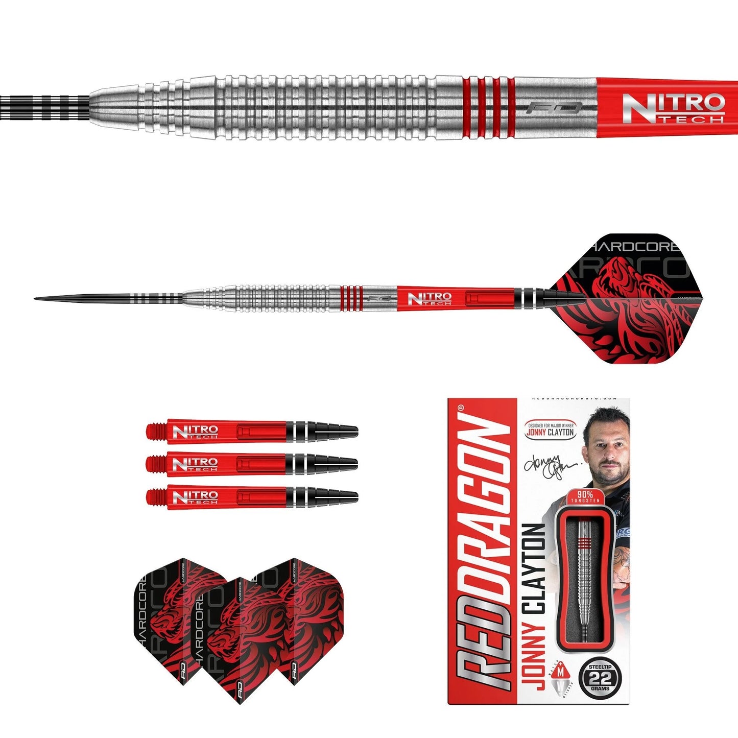 Red Dragon Jonny Clayton 2.0 90% Steel Tip Darts 26G