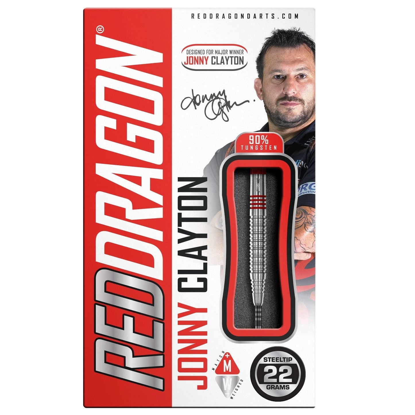 Red Dragon Jonny Clayton 2.0 90% Steel Tip Darts 26G