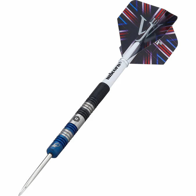 UNICORN JAMES WADE DARTS - STEEL TIP - THE MACHINE - TWO TONE - BLACK & BLUE 23G