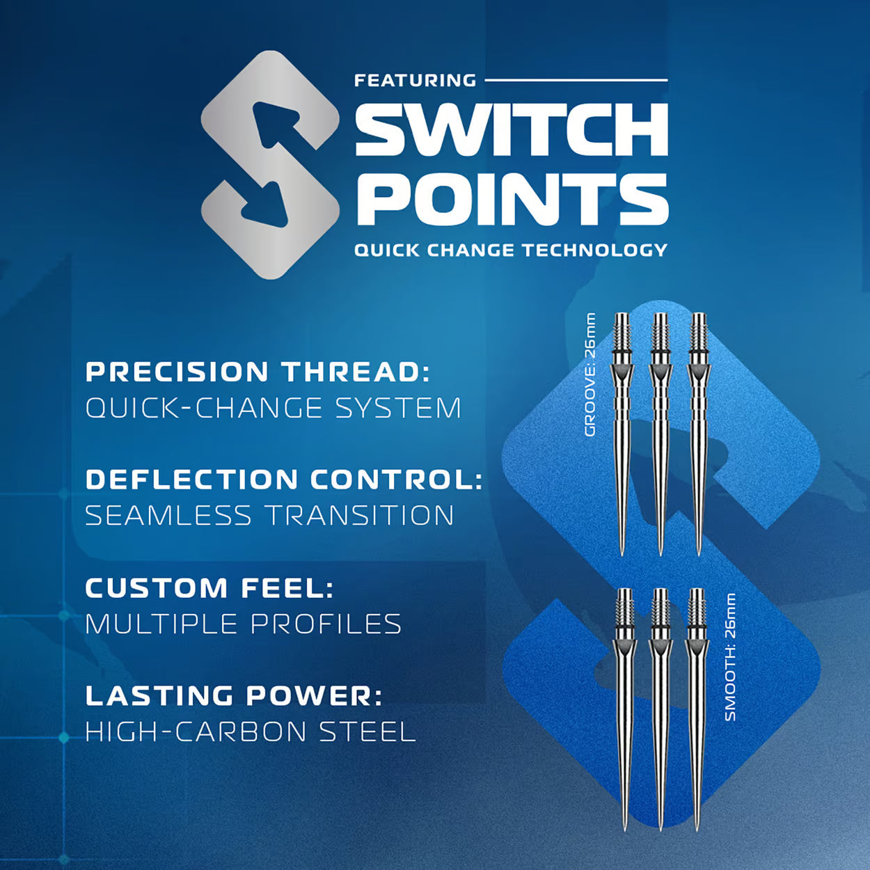 Winmau Lunaris Parallel Switch Point Steeldarts 25G
