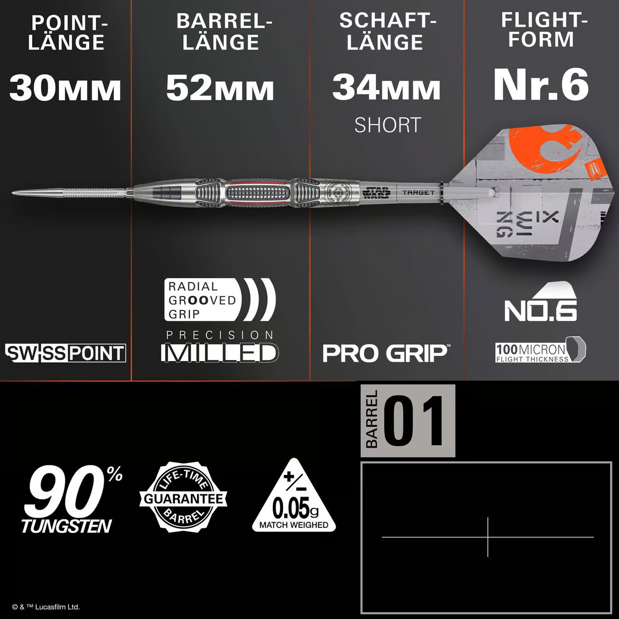 Star Wars / Target Target Star Wars X-Wing Swiss Point Steel Darts  (5.0) 24G