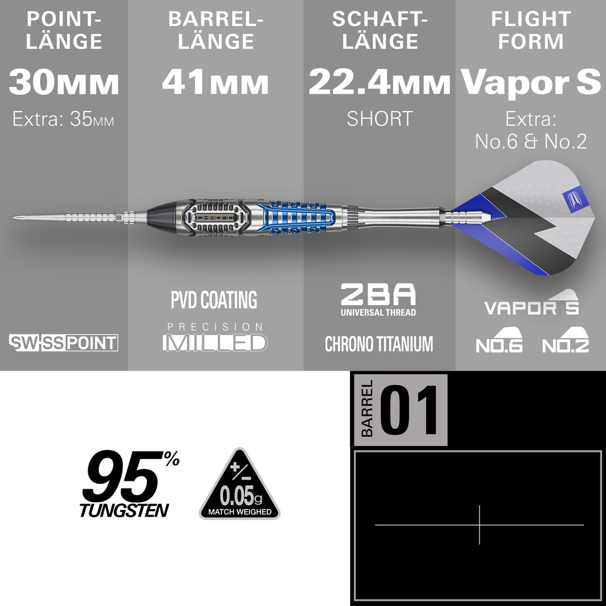 Target Phil Taylor Power X Chrono Swiss Points Steeldarts 24G