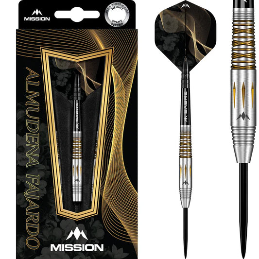 Mission Almudena Fajardo Ayuso Darts - Steel Tip - 95% Tungsten - Gold PVD Milled Silver 23G