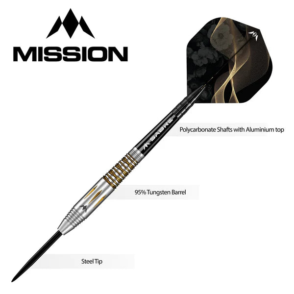 Mission Almudena Fajardo Ayuso Darts - Steel Tip - 95% Tungsten - Gold PVD Milled Silver 23G