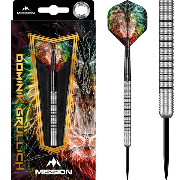 Mission Dominik Grüllich Darts - Steel Tip - 95% Tungsten - Silver-Black Rings 21.5G