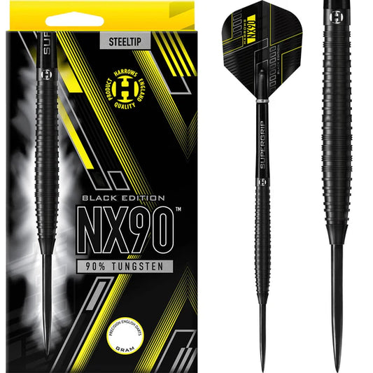 Harrows NX90 Black Darts - Steel Tip - Ringed 22G