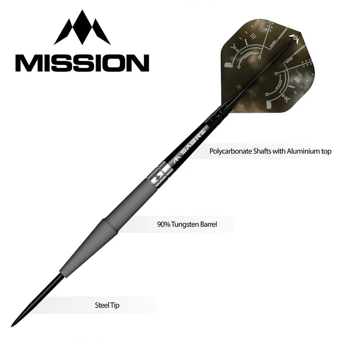 MISSION SATURN DARTS - STEEL TIP - 90% TUNGSTEN - HYPERION 24G