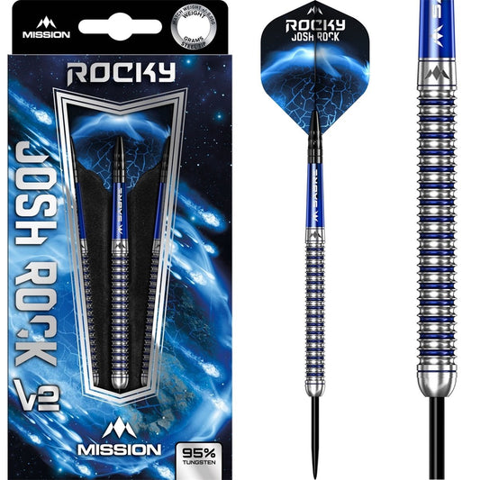 Mission Josh Rock v2 95% Silver & Blue PVD 22G gram steel darts