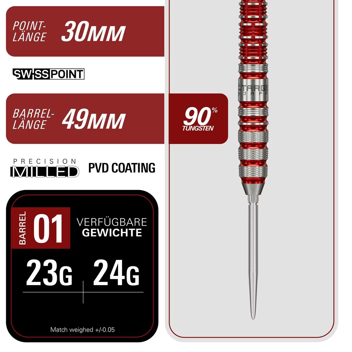Target Black Marque Spinel 90% Swiss Points Steeldarts 23g