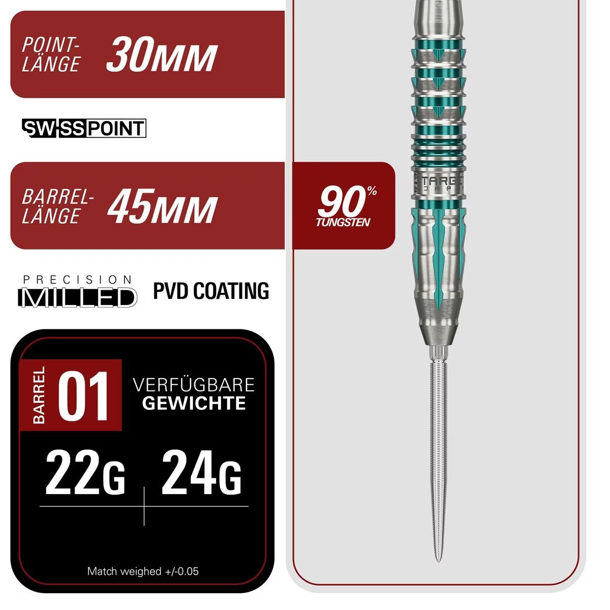 Target Black Marque Pierce 90% Swiss Points Steeldarts 24g