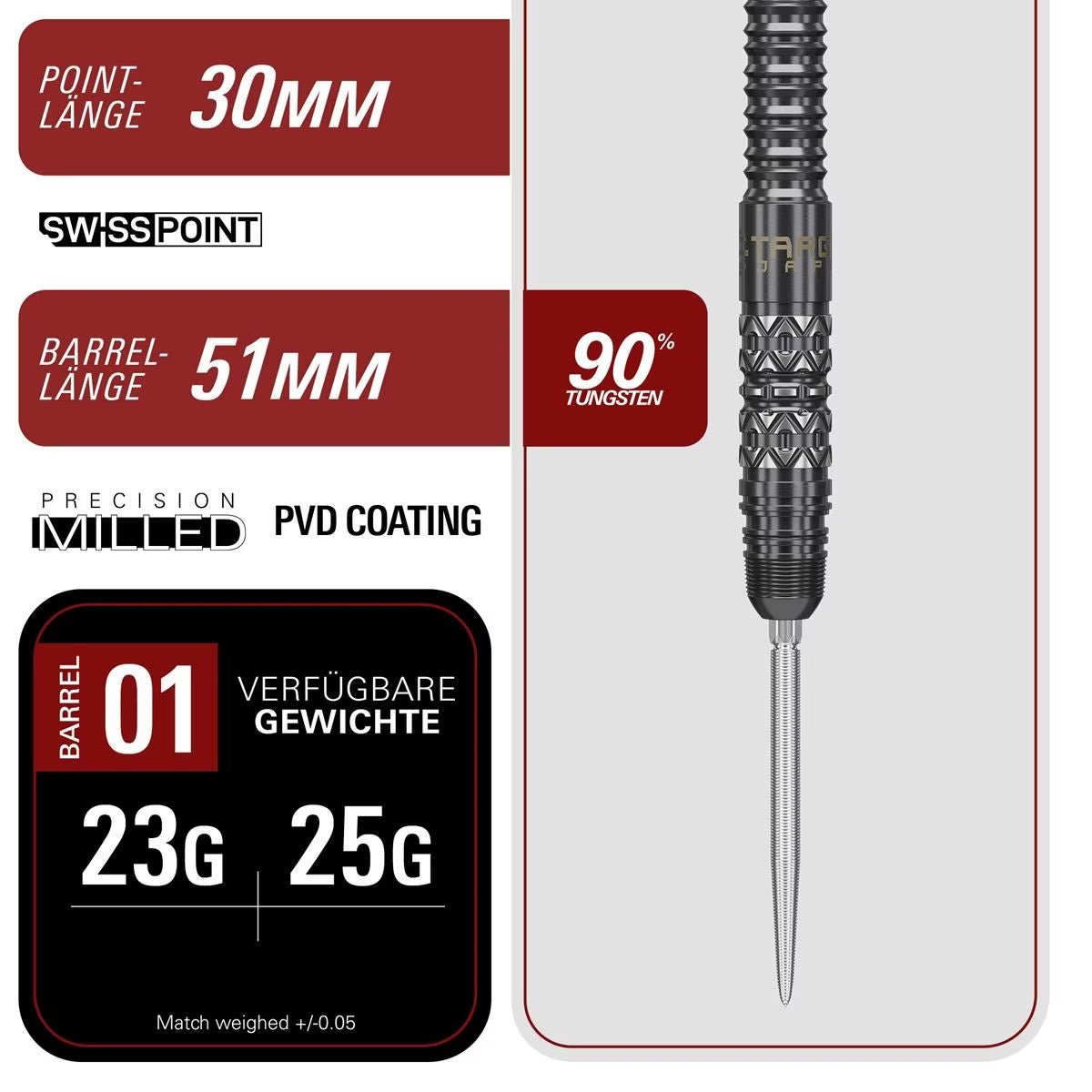 Target Black Marque Creed 90% Swiss Points Steeldarts 23g