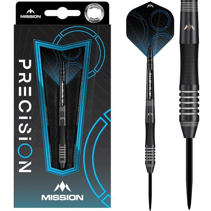 MISSION PRECISION DARTS - STEEL TIP - 90% TUNGSTEN - BLACK PVD 23G