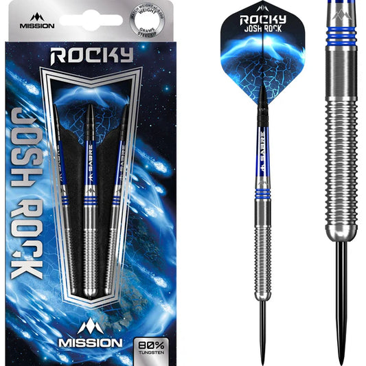 Mission Josh Rock Darts - Steel Tip - 80% - Rocky - Silver & Blue 23G