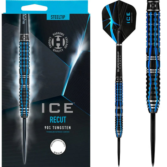 HARROWS ICE RECUT DARTS - STEEL TIP - BLACK & BLUE 23G