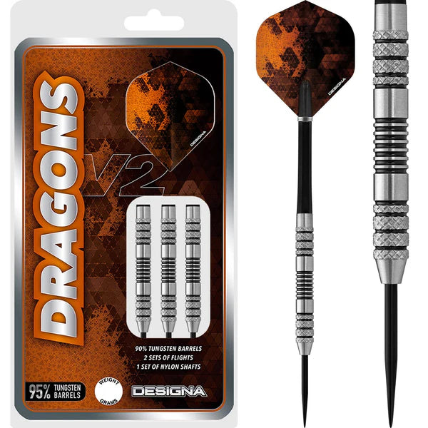 Designa Dragons 95 V2 Darts - Steel Tip - Knurled 22G 45G