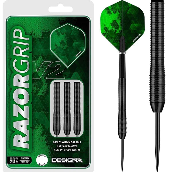 Designa Razor Grip V2 Darts - Steel Tip - M1 - Black 2  23G