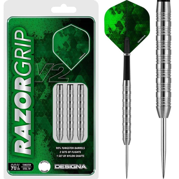 Designa Razor Grip V2 Darts - Steel Tip - M2 - silver 24g