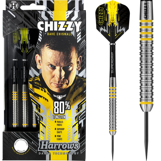 HARROWS DAVE CHISNALL DARTS - STEEL TIP - CHIZZY 80% 22G