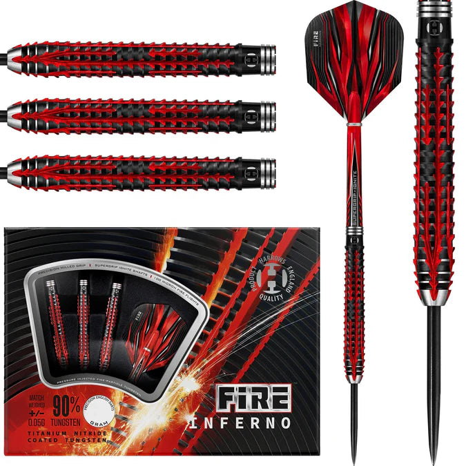 HARROWS FIRE INFERNO DARTS - STEEL TIP - BLACK & RED 22G