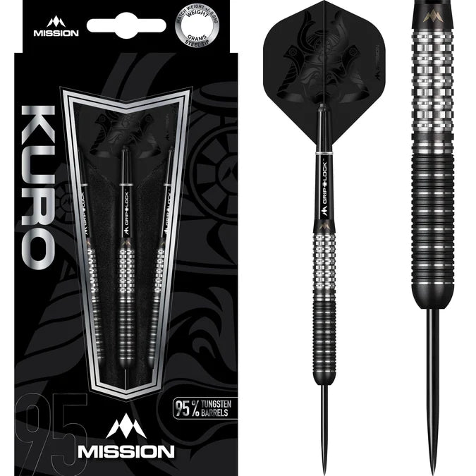 MISSION KURO DARTS - STEEL TIP - BLACK - M1 - REAR SABRE GRIP 24G