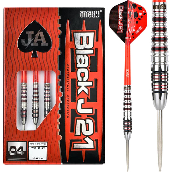 One80 Black J21 Darts - Steel Tip - Model 04 21G