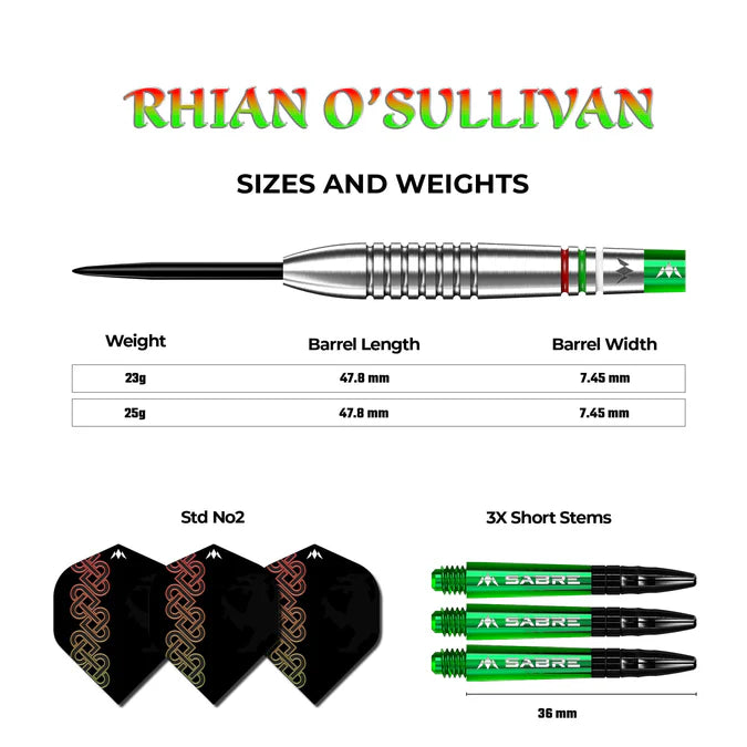 MISSION RHIAN O SULLIVAN DARTS - STEEL TIP - RINGED 23G