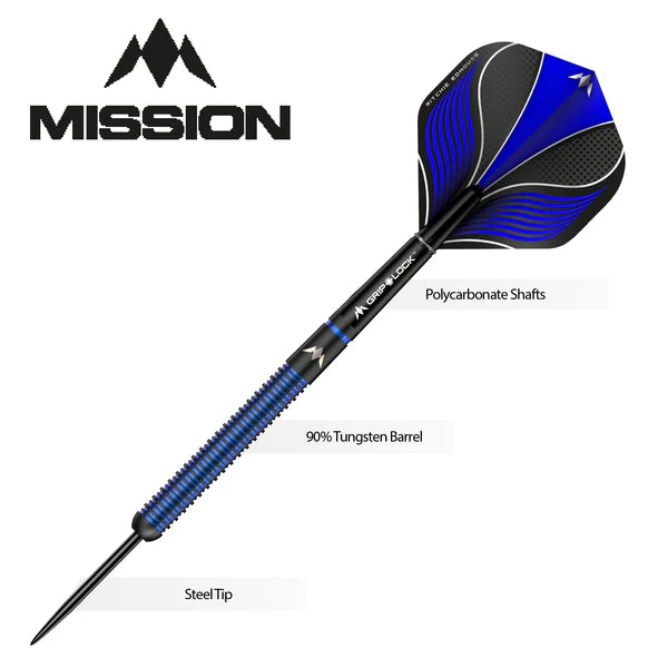 Mission Ritchie Edhouse Darts - Steel Tip - 90% - Madhouse - Black Titanium 23G